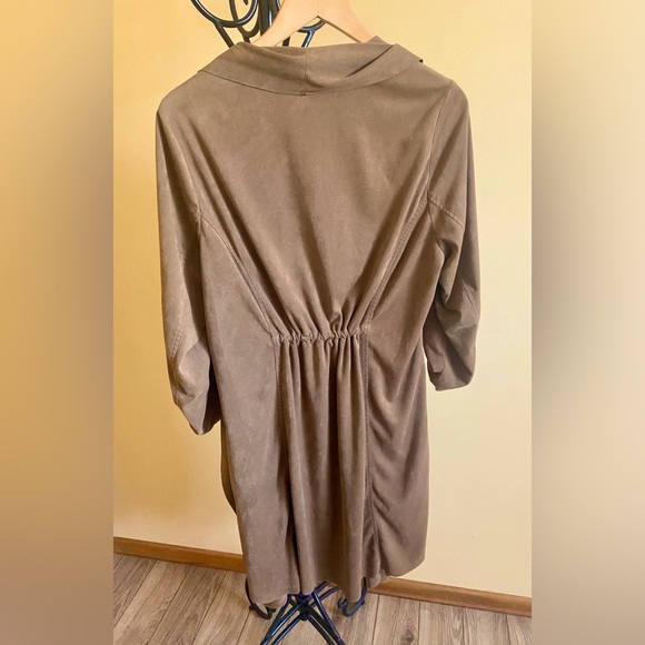 Jules & Leopold Beige Faux Suede Cardigan Blazer Light Jacket Cinch Waist 1X XL - Picture 3 of 13